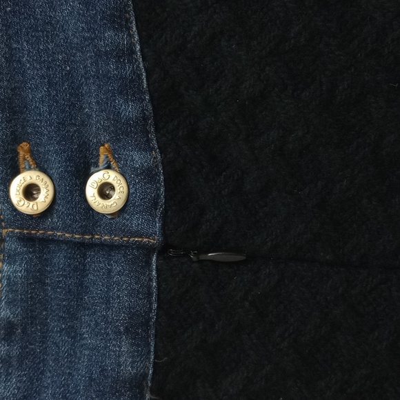 🖤DOLCE & GABBANA D&G KNEE LENGTH BLACK WOOL SKIRT WITH DENIM POCKETS - Picture 6 of 11